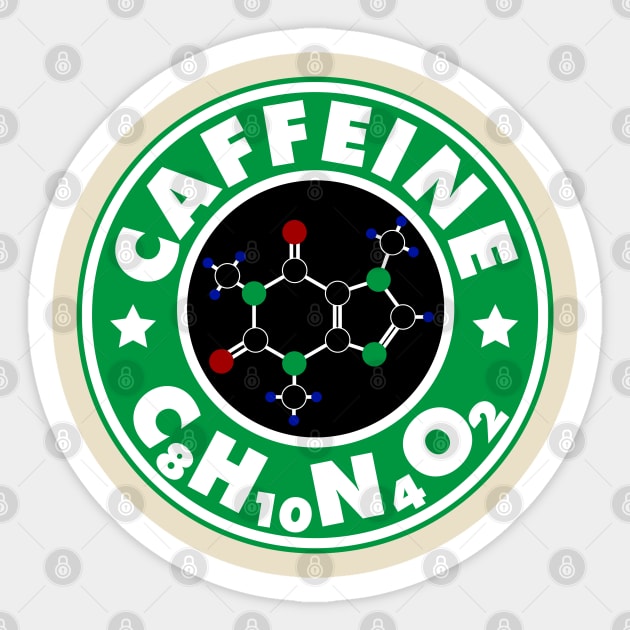 Caffeine Molecule Coffee C8H10N4O2 Sticker by Meta Cortex